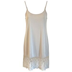 Together Size L Camisole Oatmeal Beige Lace Hem Slip Tunic Dress Mini Boho Top
